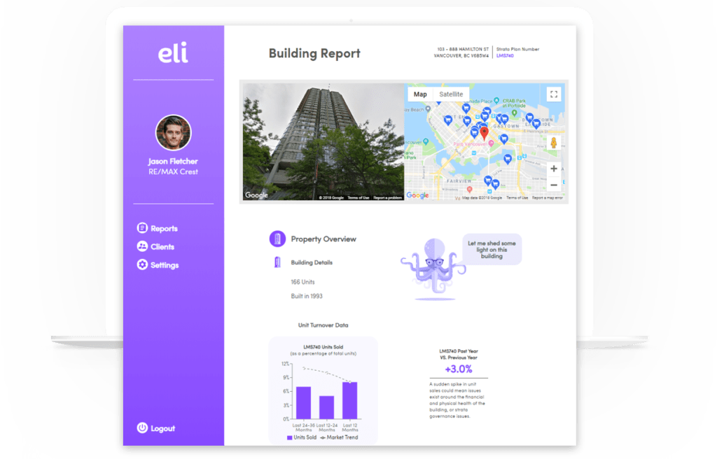 Sample Eli Report property overview on laptop