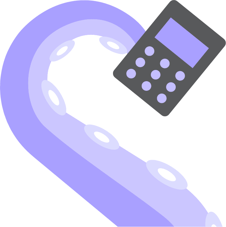 Octopus arm holding a calculator