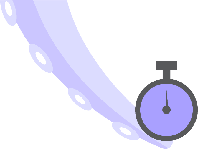 Octopus arm holding a stopwatch