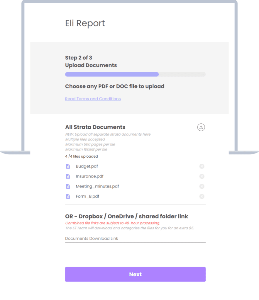 Screenshot of running an Eli Report