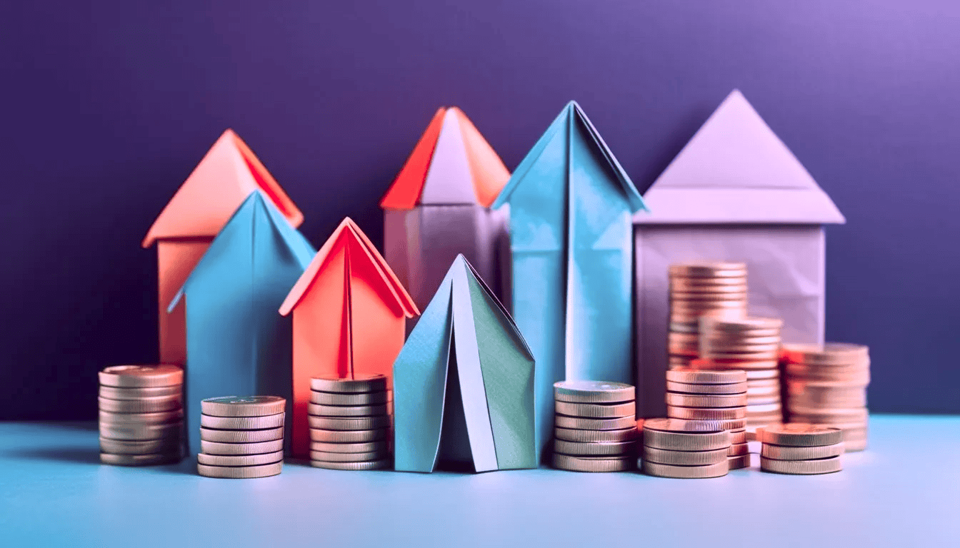 Paper houses and stacks of money