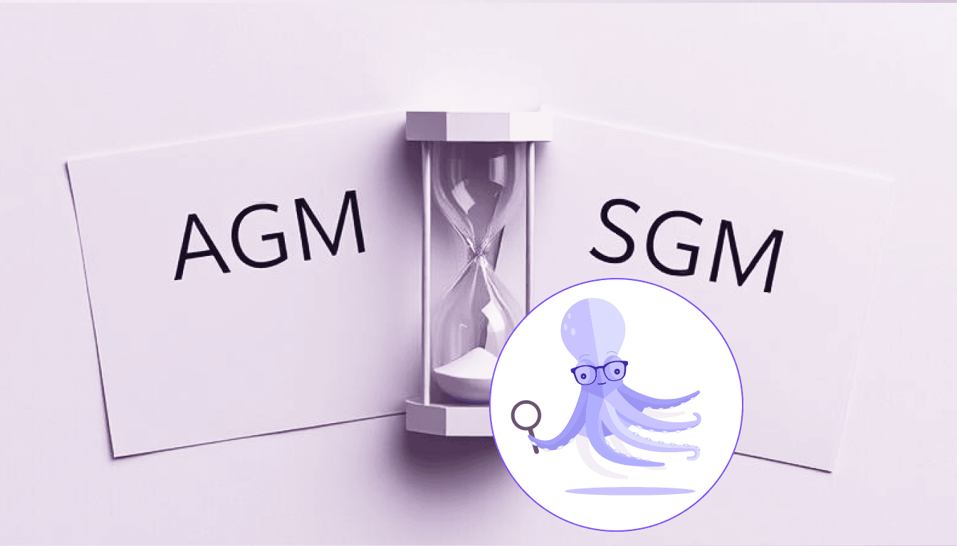Two papers with "AGM" and "SGM" texts. Hourglass. Eli octopus.