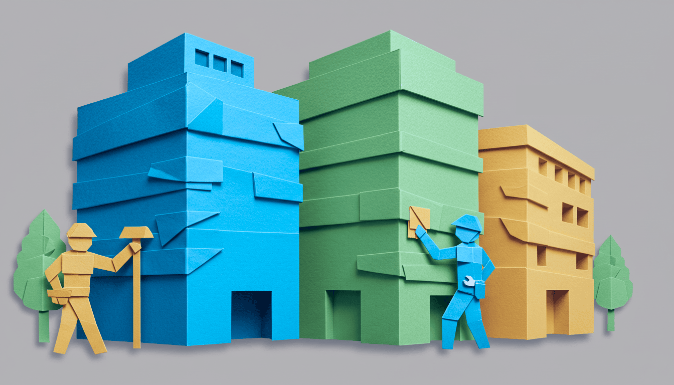 workers around building