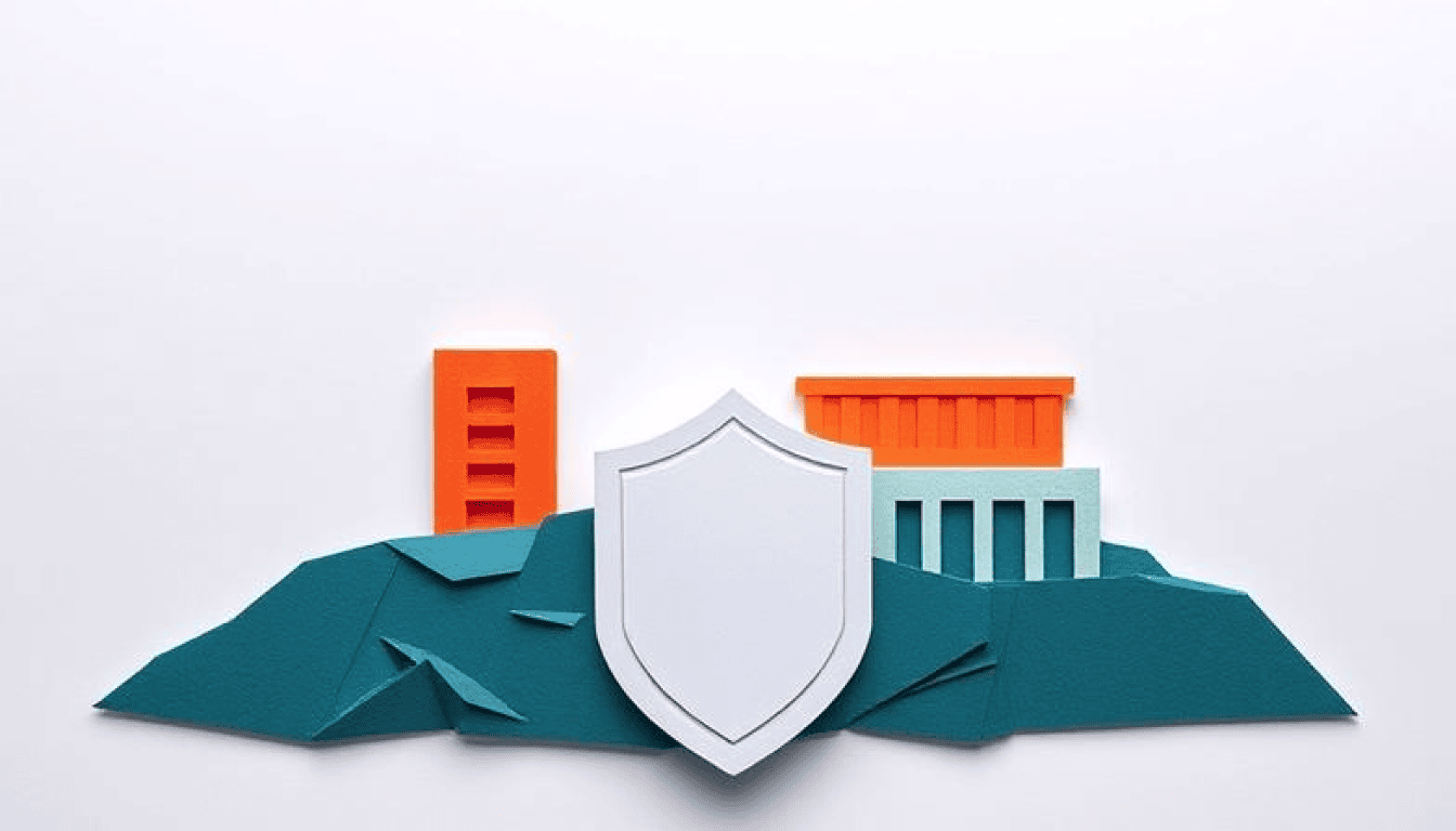 Picture of building and shield