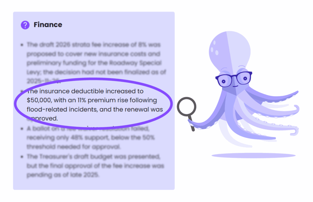 Eli Octopus showing text on a panel, describing premium rise